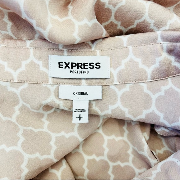 EXPRESS Portofino Tile Print Button Front Blouse - Picture 7 of 7